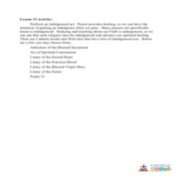 Temporal Punishment and Indulgences - Activity - Grades 3-5